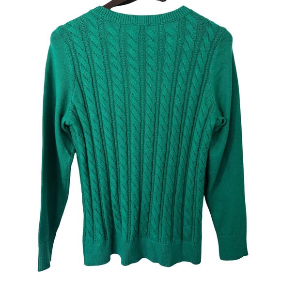 Talbots Long Sleeve Crew Neck Cable Knit Sweater Size LP - Picture 2 of 5